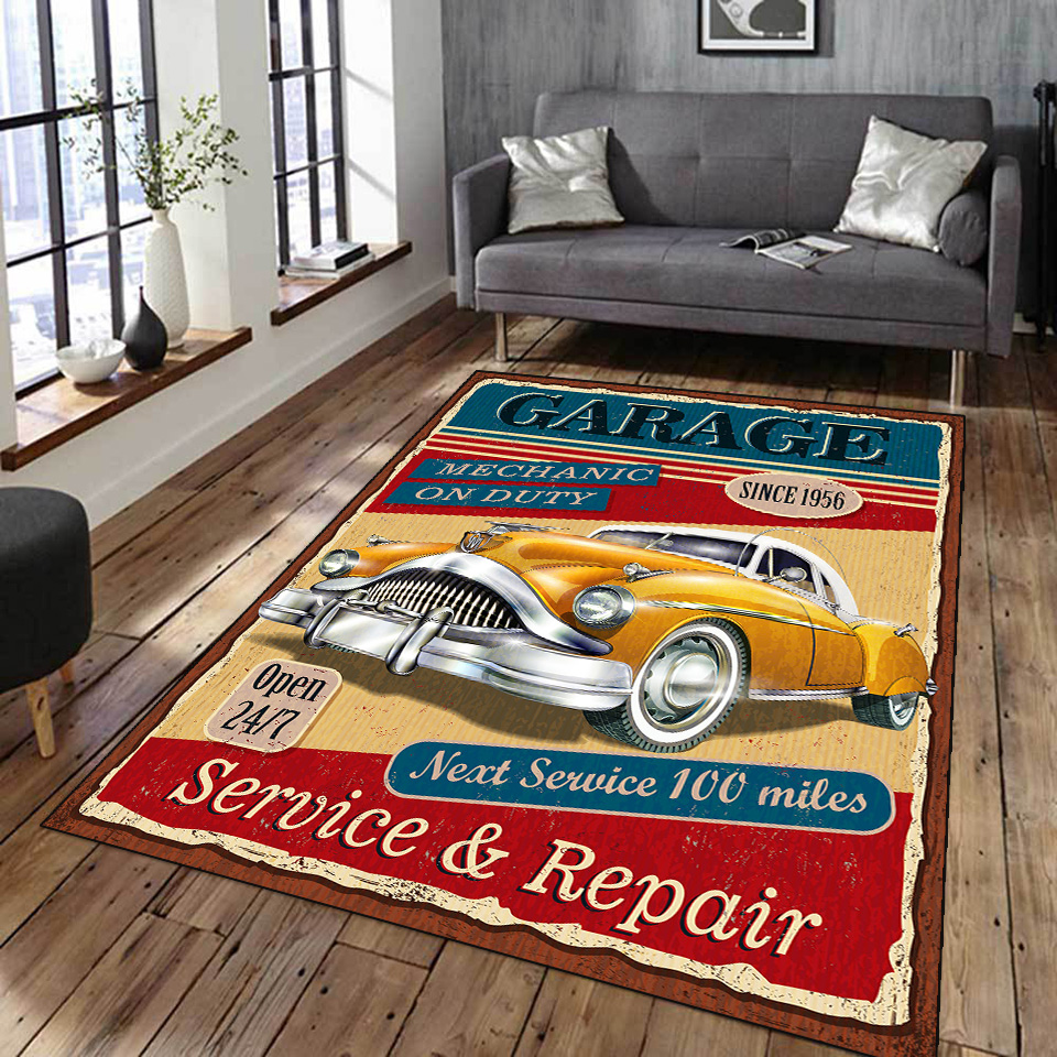 Commercial Printing Services - Retro Classic Motorcycle Car Poster Carpet